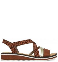 Sandały na koturnie Rieker brązowe 