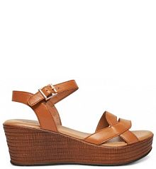 Sandały na koturnie Lasocki brązowe 