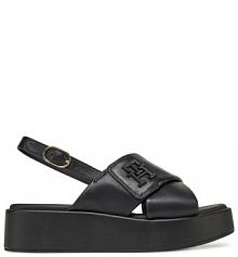 Sandały na koturnie Tommy Hilfiger czarne 