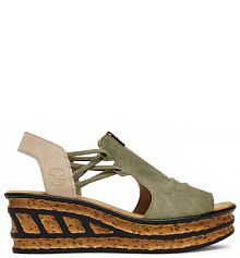 Sandały na koturnie Rieker zielone 