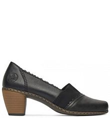 Półbuty na obcasie Rieker czarne damskie 
