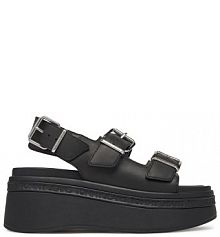 Sandały na koturnie Tommy Jeans czarne 