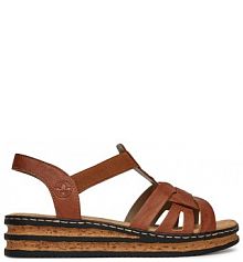 Sandały na koturnie Rieker brązowe 