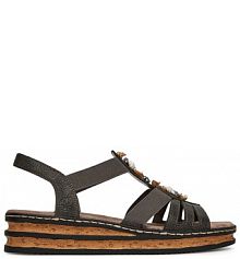 Sandały na koturnie Rieker szare 