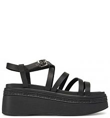 Sandały na koturnie Tommy Jeans czarne 