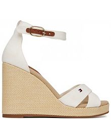 Sandały na koturnie Tommy Hilfiger écru 