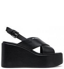 Sandały na koturnie KARL LAGERFELD czarne 