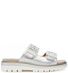 Klapki Ara srebrne damskie 