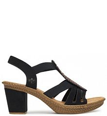 Sandały na słupku Rieker czarne 