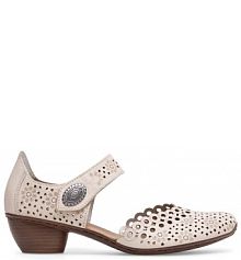 Półbuty na obcasie Rieker beżowe damskie 