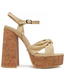 Sandały na słupku DeeZee beżowe 