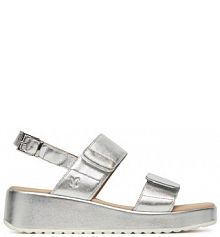 Sandały na koturnie Caprice srebrne 