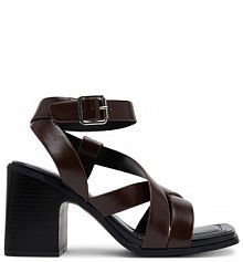 Sandały na słupku JENNY brązowe 