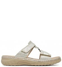 Klapki Rieker srebrne damskie 