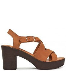 Sandały na słupku Lasocki brązowe 