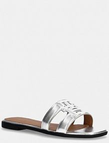 Klapki eleganckie Tommy Hilfiger  srebrne damskie FW0FW08676