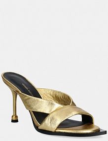 Klapki na szpilce Vanda Novak  złote Mila.Platinum.Gold