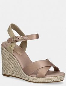 Sandały na obcasie Tommy Hilfiger  beżowe FW0FW08602