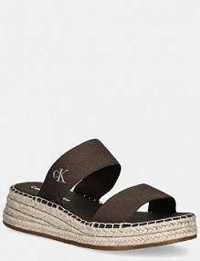 Klapki eleganckie Calvin Klein Jeans  brązowe damskie YW0YW01704