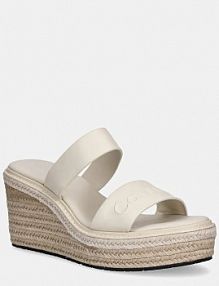 Klapki eleganckie Calvin Klein  beżowe damskie HW0HW02375