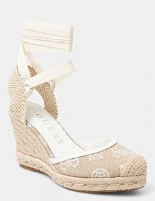 Sandały na koturnie Guess  beżowe FLJCYR.FAB04.WHITE