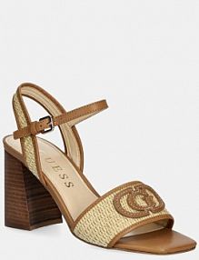 Sandały na słupku Guess  brązowe FLJGNK.FAB03.NATU