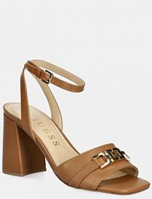 Sandały na słupku Guess  brązowe FLJGRT.LEA03.TAN