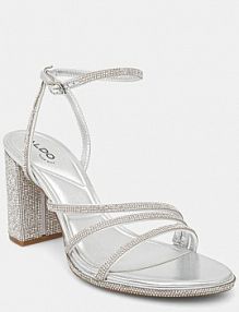 Sandały na obcasie ALDO  srebrne 13965413