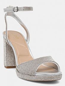 Sandały na słupku ALDO  srebrne 13918870