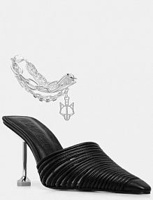 Klapki na szpilce Naked Wolfe  czarne Chromed.Black.Leather