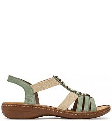 Sandały na obcasie Rieker zielone 60851-52