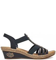 Sandały na obcasie Rieker granatowe V2461-14