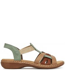 Sandały na obcasie Rieker zielone 65918-52