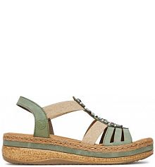 Sandały na obcasie Rieker zielone V0920-52