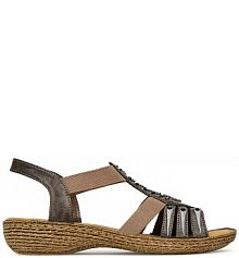 Sandały na obcasie Rieker szare 65861-45