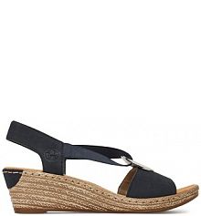 Sandały na obcasie Rieker granatowe 624H6-14