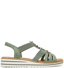 Sandały na obcasie Rieker zielone V0649-52