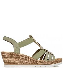 Sandały na obcasie Rieker zielone 619B2-52