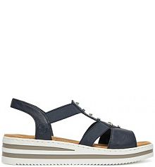 Sandały na obcasie Rieker granatowe V0287-14