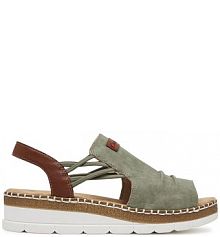 Sandały na obcasie Rieker zielone V1261-52