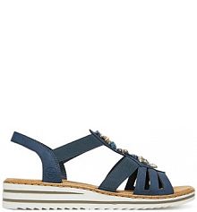 Sandały na obcasie Rieker niebieskie V0649-14