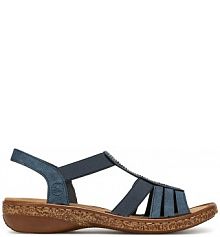 Sandały na obcasie Rieker niebieskie 628G7-14