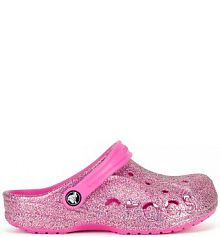 Klapki basenowe Crocs różowe dziecięce BAYA GLITTER CLOG T 207014-7AA