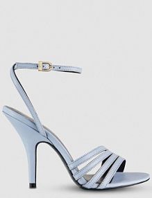 Skórzane sandały na obcasie niebieskie PATRIZIA PEPE