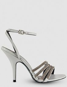 Sandały na obcasie z cyrkoniami szare PATRIZIA PEPE