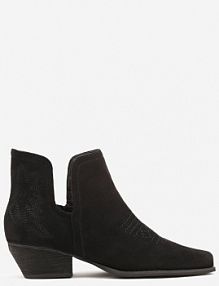 Czarne Botki Typu Kowbojki z Wycięciem na Stożkowym Obcasie Hanrisa Renee damskie