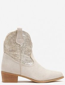 Jasnobeżowe Botki Typu Kowbojki na Niskim Obcasie Elearisha Renee damskie