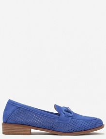 Niebieskie Mokasyny Vices z Perforacją z Wkładką ze Skóry Naturalnej Felithria damskie