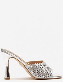 Srebrne Klapki na Szpilce Vices z Cyrkoniami Filathiela damskie