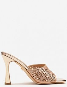 Szampańskie Klapki na Szpilce Vices z Cyrkoniami Filathiela damskie